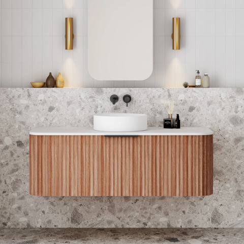 Cassa Design V-Groove 1200mm Natural Walnut Wall Hung Vanity