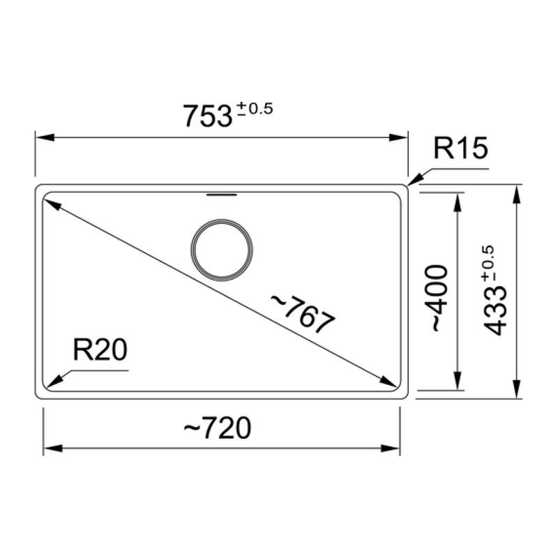 Franke Maris MRG110-72MB-B Undermount Single Bowl Sink - Matte Black