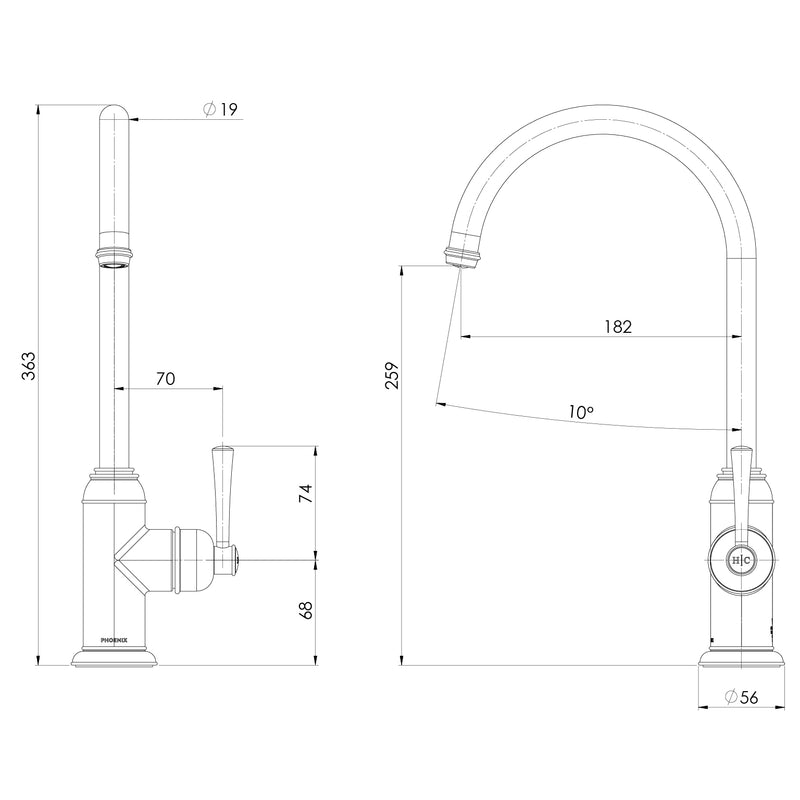 Phoenix Cromford Sink Mixer - LF Brushed Nickel