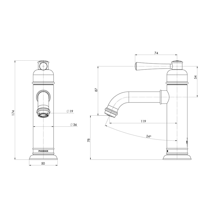 Phoenix Cromford Basin Mixer - LF Brushed Nickel