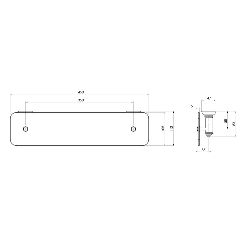 Phoenix Cromford Glass Shelf 450mm - Chrome