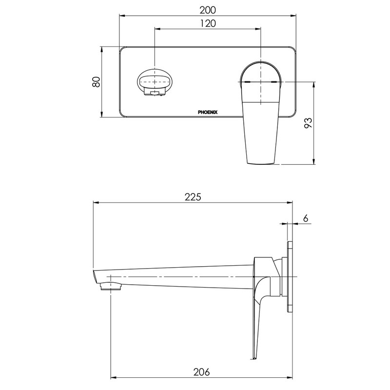 Phoenix Arlo 200mm 6 Star Wall Basin/Basin Mixer Trim - LF Chrome