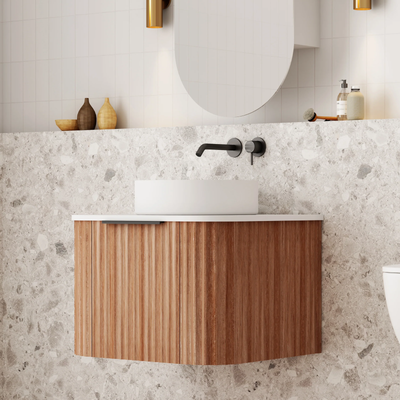 Cassa Design V-Groove 600mm Natural Walnut Wall Hung Vanity