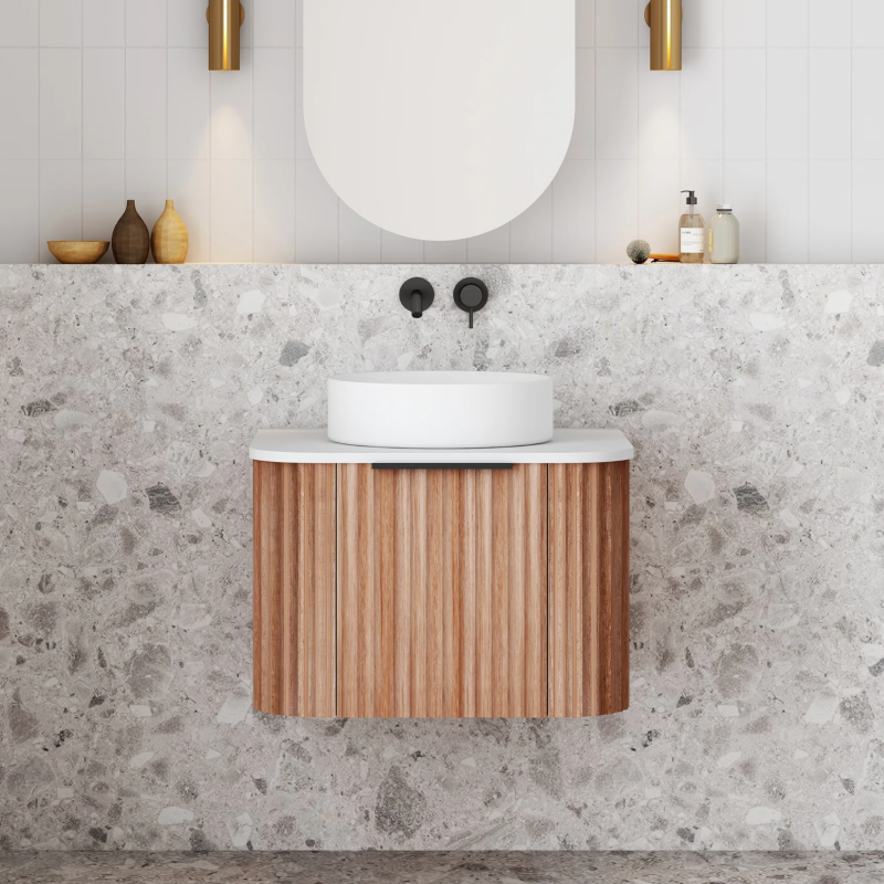 Cassa Design V-Groove 600mm Natural Walnut Wall Hung Vanity