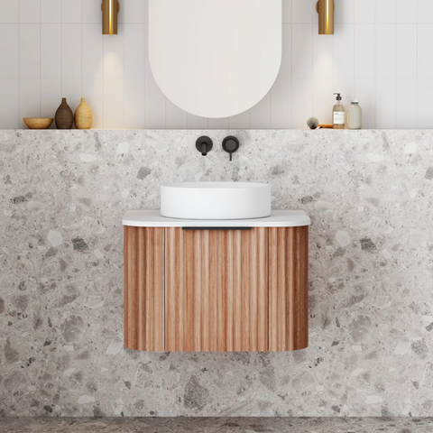 Cassa Design V-Groove 600mm Natural Walnut Wall Hung Vanity