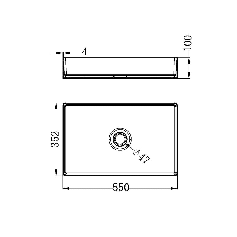 Nero Opal Rectangle Stainless Steel Basin - Brushed Gold