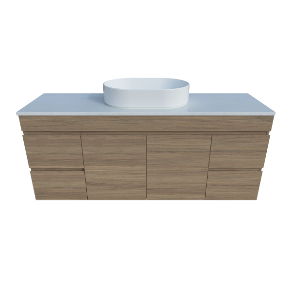 Timberline Bargo Wall Hung Vanity with SilkSurface Top & Basin 1500mm