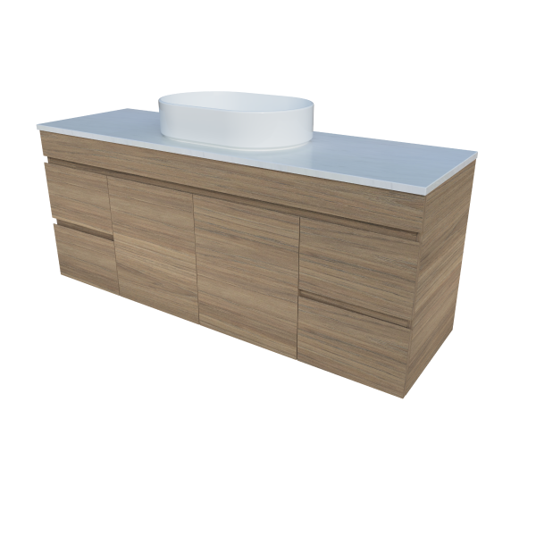 Timberline Bargo Wall Hung Vanity with SilkSurface Top & Basin 1500mm