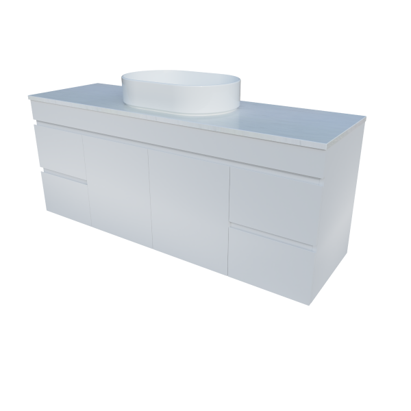 Timberline Bargo Wall Hung Vanity with SilkSurface Top & Basin 1500mm