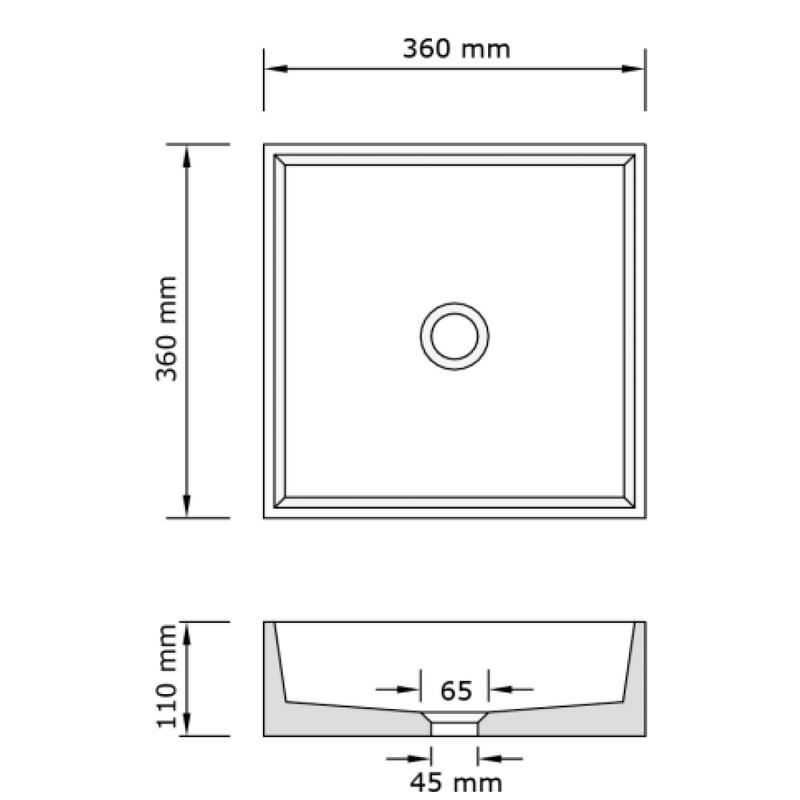 Concrete Studio Baly Square Vessel Basin - Light Grey