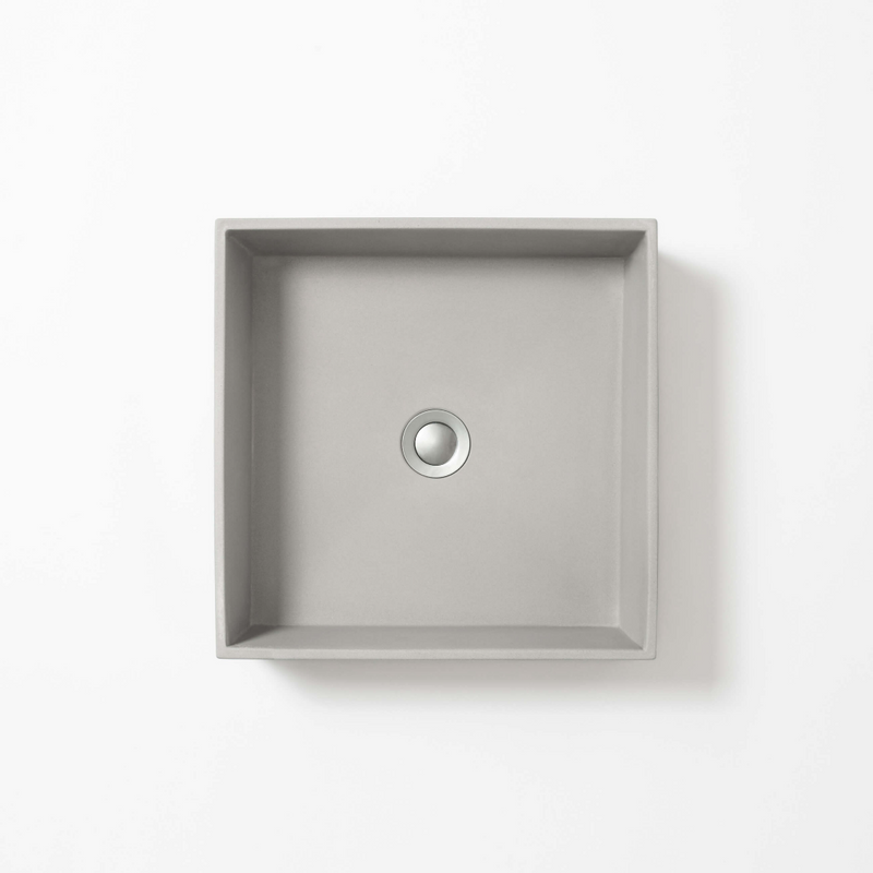 Concrete Studio Baly Square Vessel Basin - Light Grey