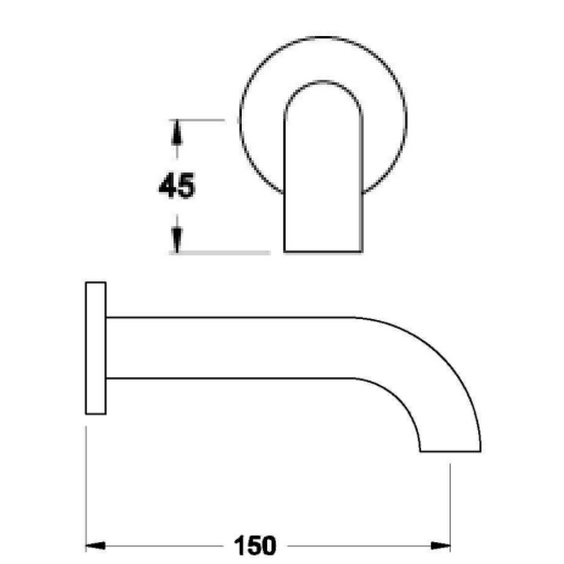 Brodware City Plus 150mm Wall Spout - Brushed Nordic Brass PVD