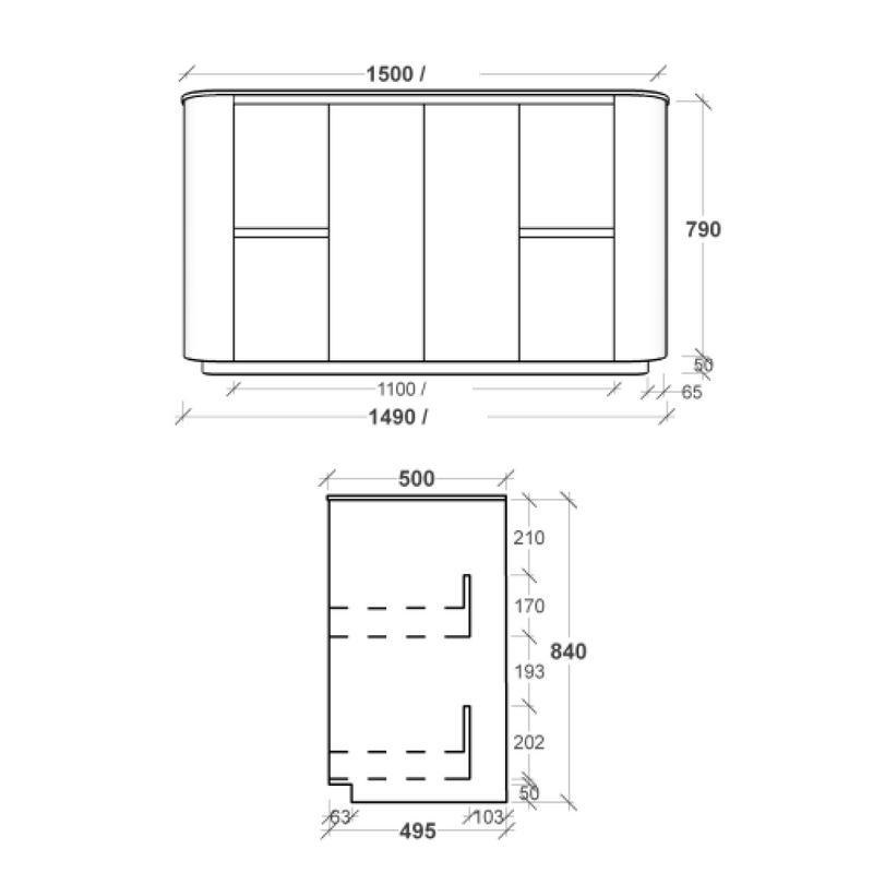 Rifco Contour Supreme 1500mm Freestanding Vanity - 12mm Corian Top