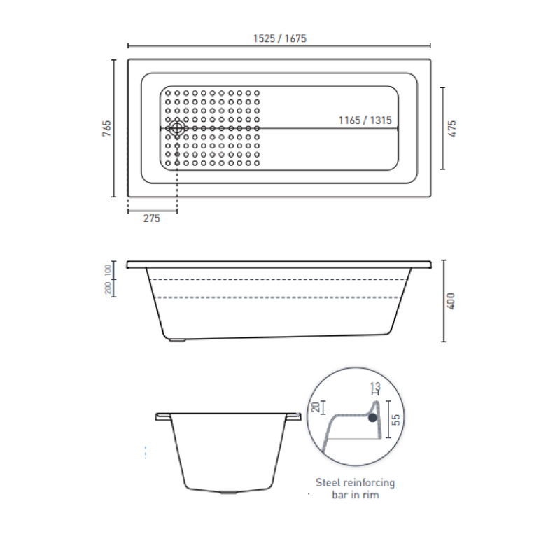 Decina Fabrino 1675 Inset Bath - FA1675W