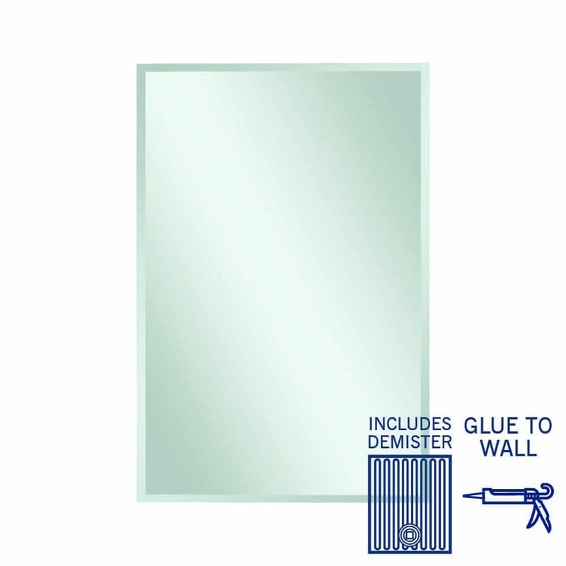 Thermogroup Montana Rectangle 25mm Bevel Edge Mirror - 1200x800mm Glue-to-Wall and Demister