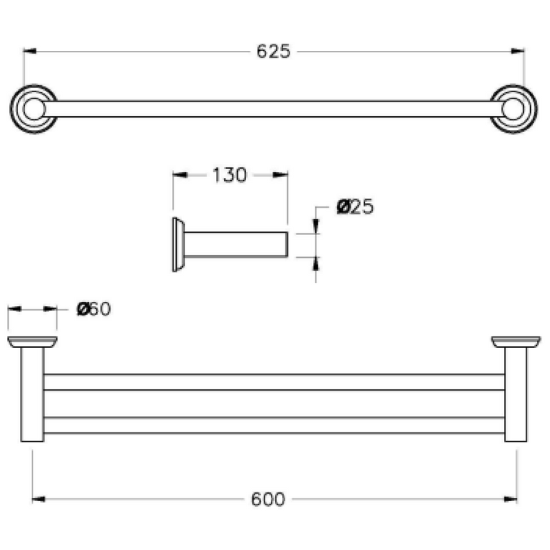 Brodware Manhattan Towel Rail - Statue Bronze PVD