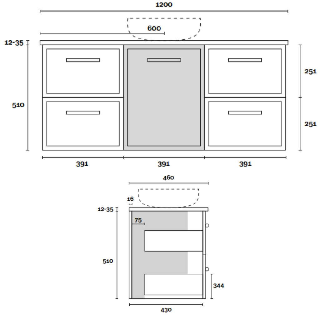 Marquis Hamilton 1200mm Wall Hung Vanity - Prime Oak