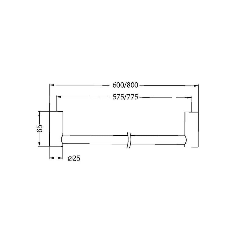 Nero New Mecca Single Towel Rail 800mm - Brushed Nickel