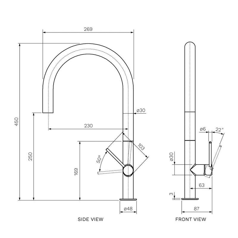 Parisi Envy 30 Kitchen Mixer with Round Spout - Brushed Nickel