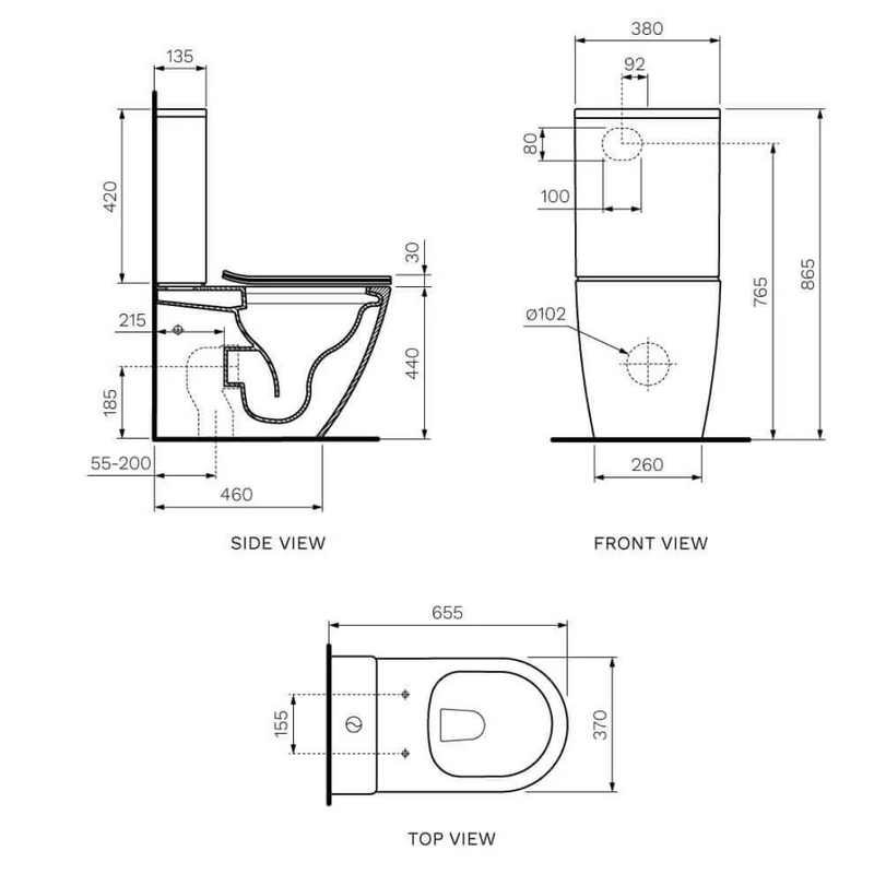 Parisi Ellisse PN820 Ambulant Rimless Wall Faced Suite - Soft Close Seat