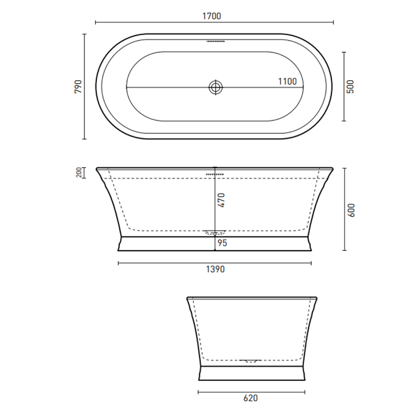 Decina Regent 1700mm Acrylic Freestanding Bath - Gloss White