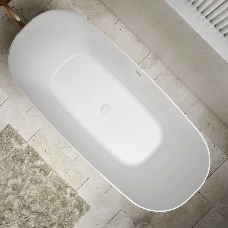 Cassa Design Rec Slimline 1500mm Acrylic Freestanding Bath Includes Overflow - Matte White