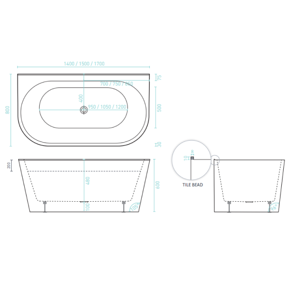 Decina Alegra 1500 Freestanding Bath - AG1500W