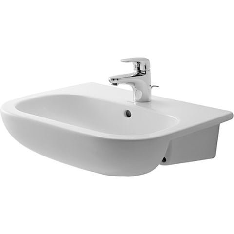 Duravit D-Code Semi-Recessed Basin 1 Tap Hole - Gloss White