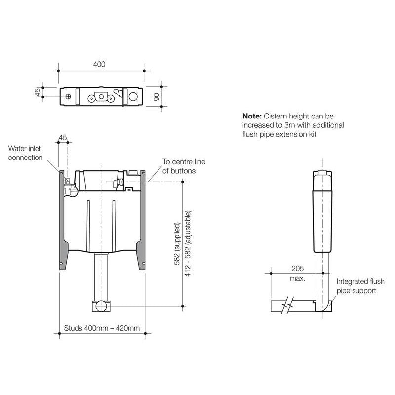 Caroma Invisi Series II® Concealed Cistern With Low Level Frame -  Specification