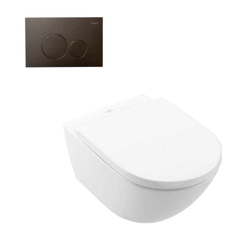 Villeroy & Boch Subway 3.0 Wall Hung Toilet incl/Argent 80 Cistern & Argent Plate