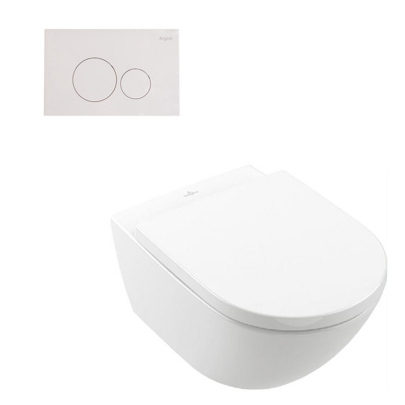 Villeroy & Boch Subway 3.0 Wall Hung Toilet incl/Argent 80 Cistern & Argent Plate