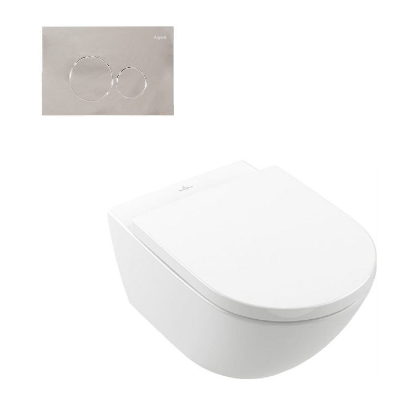 Villeroy & Boch Subway 3.0 Wall Hung Toilet incl/Argent 80 Cistern & Argent Plate