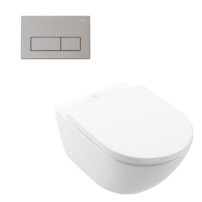 Villeroy & Boch Subway 3.0 Wall Hung Toilet incl/Argent 80 Cistern & Argent Plate