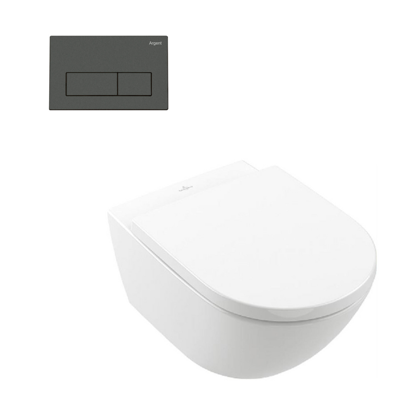 Villeroy & Boch Subway 3.0 Wall Hung Toilet incl/Argent 80 Cistern & Argent Plate