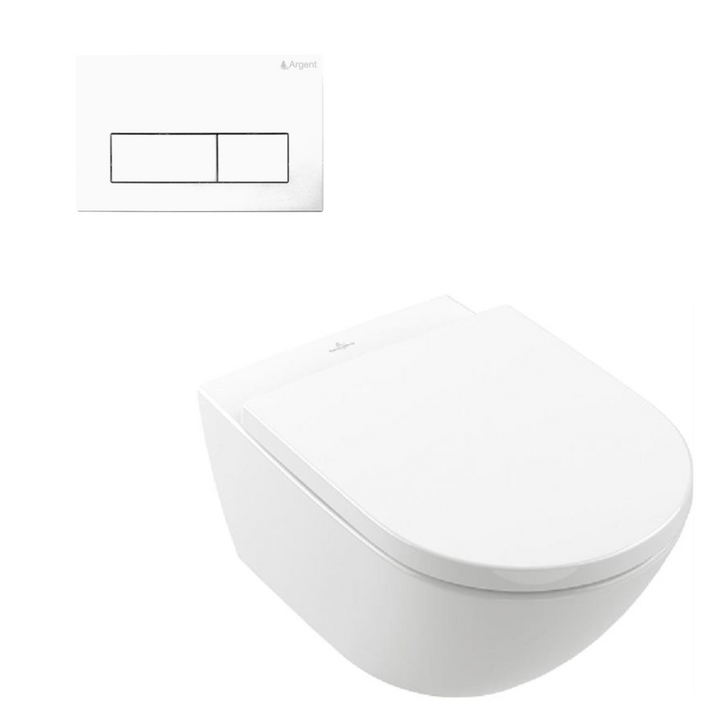 Villeroy & Boch Subway 3.0 Wall Hung Toilet incl/Argent 80 Cistern & Argent Plate