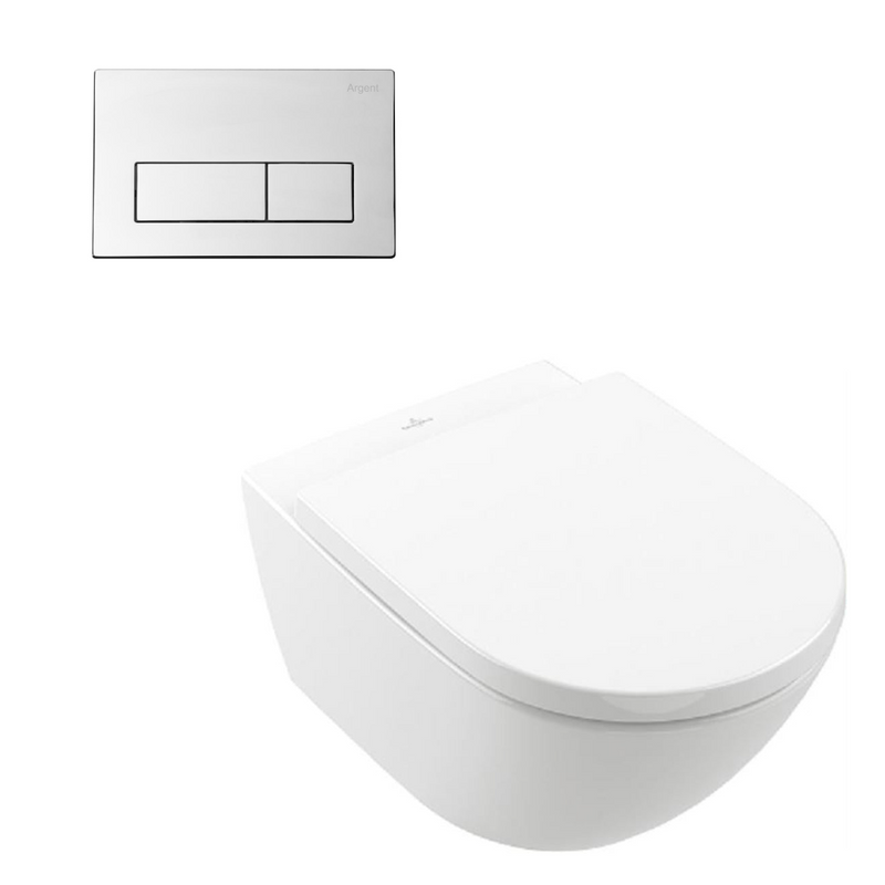 Villeroy & Boch Subway 3.0 Wall Hung Toilet incl/Argent 80 Cistern & Argent Plate