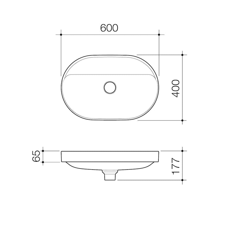 Caroma Liano II 600mm Pill Inset Basin w/Tap Landing - Matte Speckled