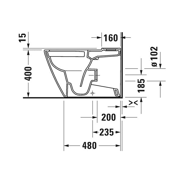 Duravit D-Neo Back to Wall Suite - Rear Inlet