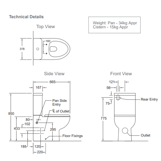 Kohler Dual Back to Wall Toilet Suite - Rear or Side Entry - 77304A-0