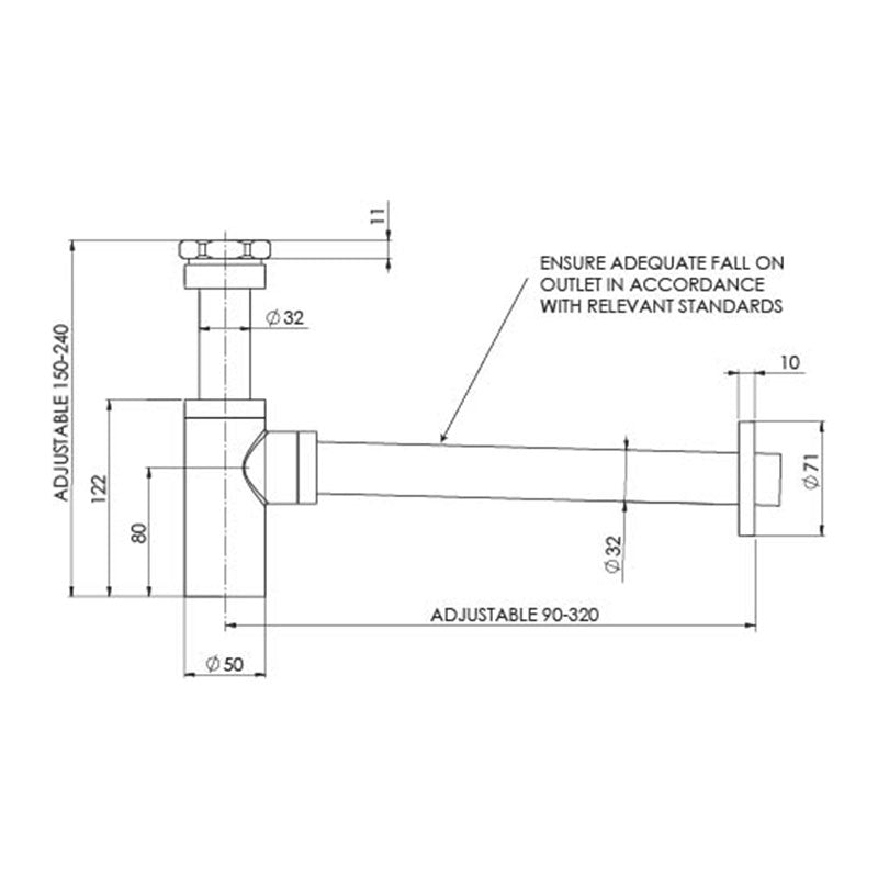 Phoenix 40mm Bottle Trap - Chrome