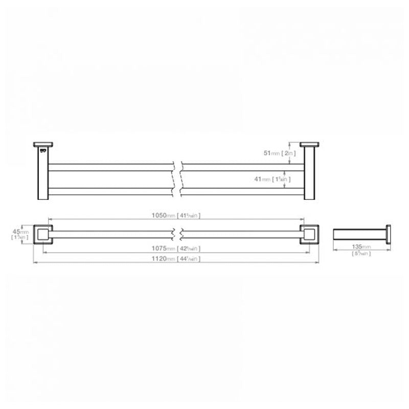 Bathroom Butler 8500 Series Wall Hung Towel Rail - 1100mm