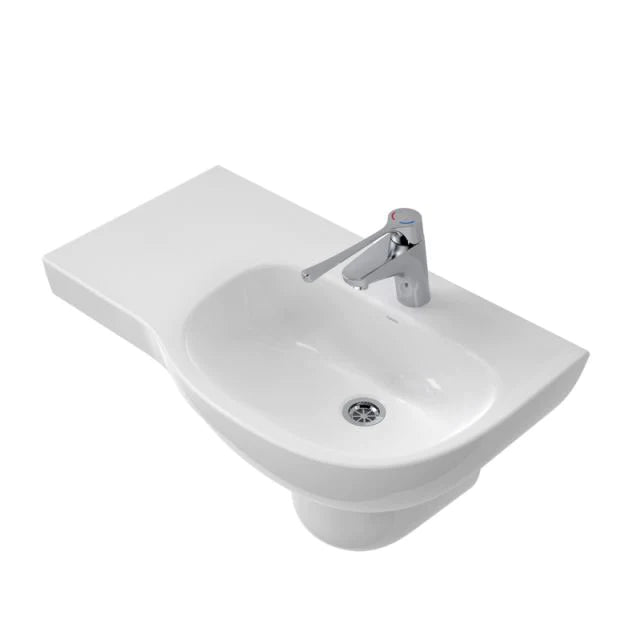 Caroma Care 700 Wall Basin - 1 Tap Holes - Gloss White