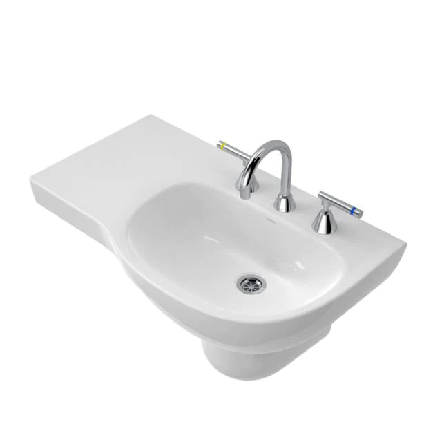 Caroma Care 700 Wall Basin - 1 Tap Holes - Gloss White