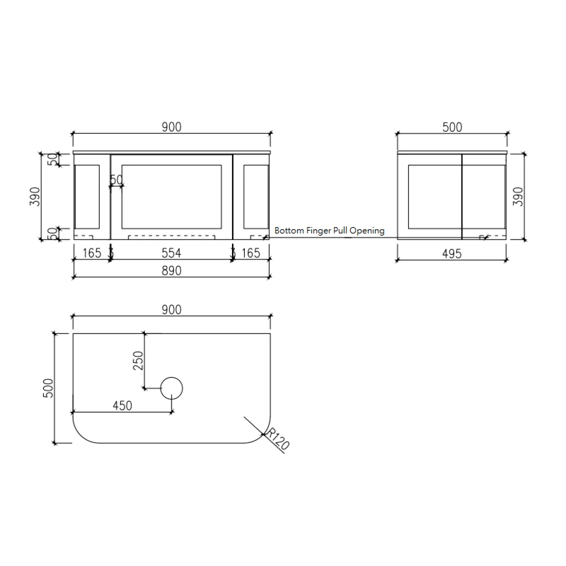 Cassa Design Westminster 900mm Wall Hung Vanity Matte White