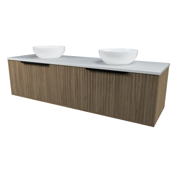 Timberline Elwood Dockland Wall Hung Vanity with SilkSurface Top & Double Basin 1500mm