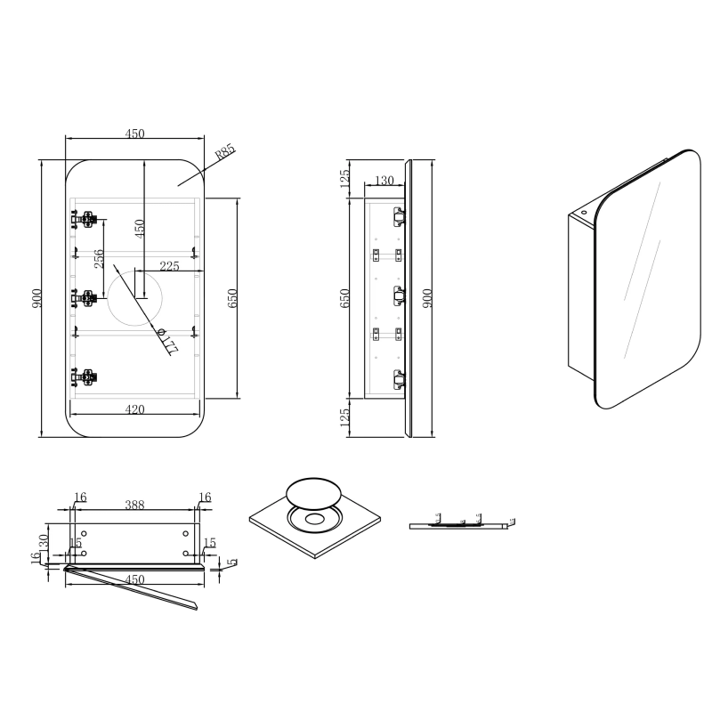 Cassa Design Rectangle Matte White Shaving Cabinet