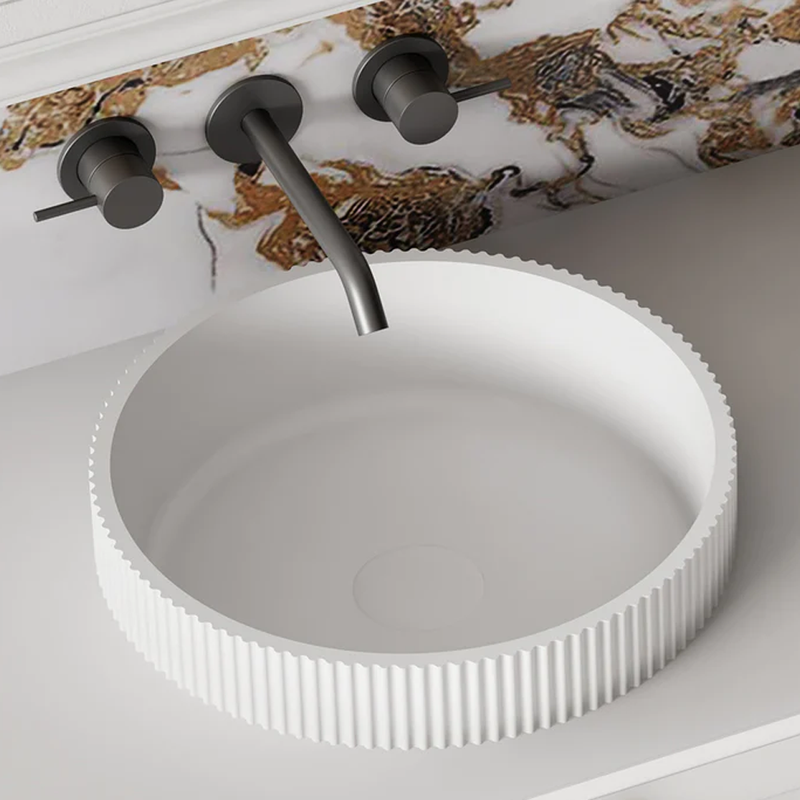 Cassa Design V-Groove Semi Inset Basin - Matte White