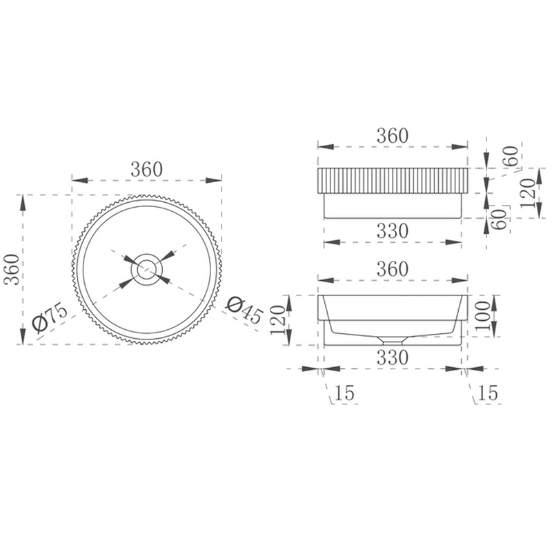 Cassa Design V-Groove Semi Inset Basin - Matte White