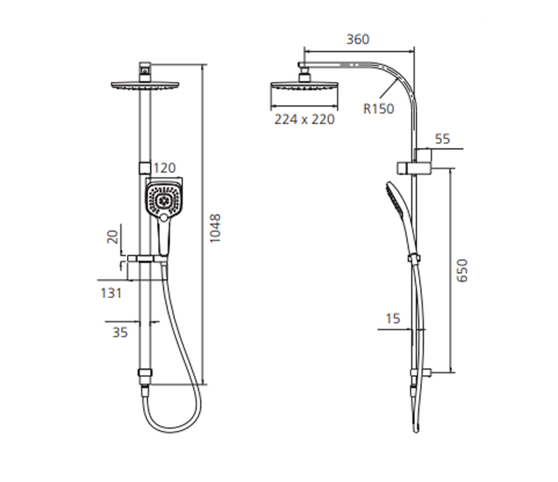 Oliveri Monaco Dual Shower Set - Brushed Nickel