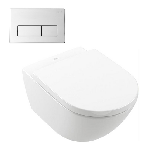 Villeroy & Boch Subway 3.0 Wall Hung Toilet incl/Argent 80 Cistern & Argent Plate